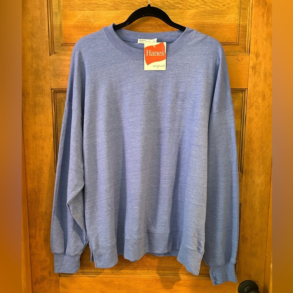 Hanes / NWT/ Men's Originals Midweight Fleece Crewneck Sweatshirt,BLUE/Size 2XL